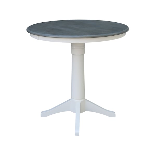 International Concepts Round 36 in Rd Top Pedestal Table, Bar Ht, White/Heather Gray, 36 in W, 36 in L, 41.9 in H, Wood K05-36RT-27B-6B-2 - main
